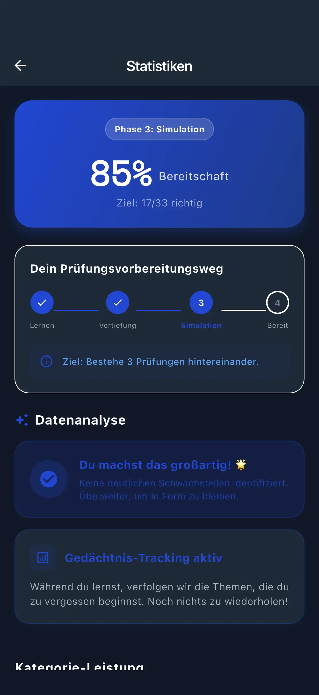 PassPilot App Detaillierte Prüfung-Statistiken und Analyse